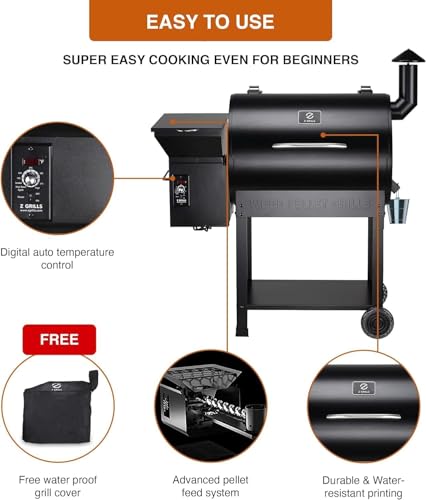 Z GRILLS ZPG-7002B Newly Upgrade Wood Pellet Grill & Smoker, 8 in 1 BBQ Grill Auto Temperature Controls, inch Cooking Area, 700 sq in Black - Image 5