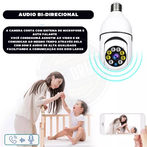 Câmera de Segurança Lâmpada IP Wi-fi 360 Infravermelho Full HD Luz Branca Forte Resistente a àgua IP