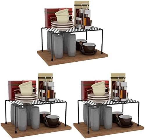 Kit Organizador Prateleira Aramado Médio 32cm 100% Aço 3un (Preto...