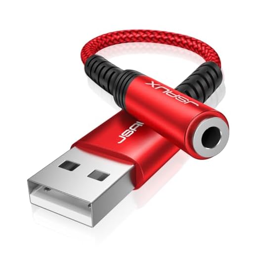 JSAUX Adattatore Audio da USB a Jack 3,5 mm, Scheda Audio Esterna Adattatore USB A a Jack TRRS a 4 poli, Adattatore per Cuffie e Microfono Compatibile con Mac, Linux, PS4, PS5, PC, laptop-rosso
