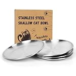 Wide Whisker Friendly Cat Dishes Set 6.7", Stainless Steel Cats Bowls, Shallow Food Bowl, Indoor Kitten Feeding Wet & Dry Food Dish to Prevent Whisker Fatigue(13 OZ) (Cat Dishes, 4 PCS)