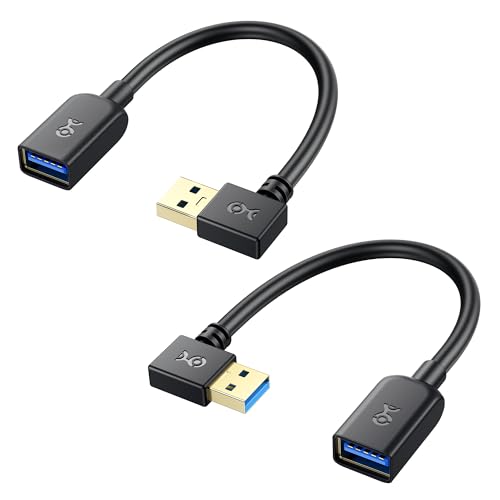 Cable Matters 5Gbps Combo-Pack 90 Degree & 270 Degree Right Angle USB Extension Cable - 0.5ft / 16cm Short USB 3.0 Extension Cable USBA Male to Female Extender Black