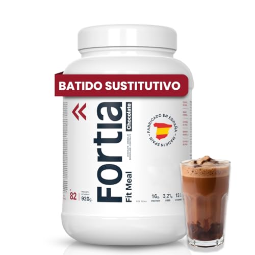 FORTIA Batidos Sustitutivos De Comida Alto En Proteínas Solo 140 Kcal | Batido Sustitutivo Adelgazar Alto En Vitaminas | Batido Saciante | Batido Sin Gluten 920 g Chocolate (920 g, chocolate)