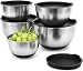 X-Chef Mixing Bowls with Lids, Stainless Steel Serving Storage Bowls Set of 5 with Measurement, Stackable & Non-slip