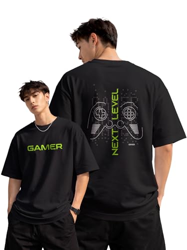 Image of fanideaz Mens Oversized Printed Half Sleeve Branded Cotton T-Shirt for Mens || Back Printed t Shirts for Men || Oversized t Shirts for Men