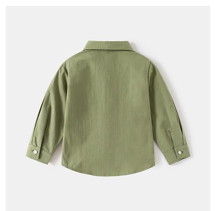 Irsutey Toddler Little Boy Spring Long Sleeve Solid Color Lapel Button Down Cotton Shirt2