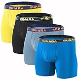 SUMABA Mens Bamboo Moisture Wicking Big and Tall Boxer Briefs Underwear with Fly (Yellow/Bl/LB/DB 4-pack, xxl)
