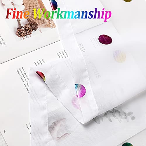 White Semi Sheer Kitchen Curtains For Dining Room 45 Inches Length Colorful Metallic Polka Dots Printed Cafe Tier Curtains Lightweight Rod Pocket Window Treatment Sets For Bathroom, 28" W 2Pcs #TOP5