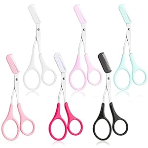 6 Pieces Eyebrow Scissors with Comb Eyebrow Trimmer Scissors Eyebrow Shaping Cut Scissors Stainless Steel Eyebrow Trimmer Scissors Hair Removal Beauty Accessories for Men and Women (Multicolor)
