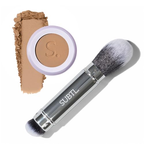 Subtl Beauty BB Powder + Dual-Ended Face Brush – Medium 1N, 6.3g – Talc-Free Powder Foundation with Buildable Coverage, Skin-Like Finish, Hydrating Formula, Travel-Friendly Brush