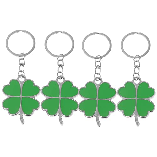 Amosfun Lot de 4 porte-clés porte-bonheur en alliage de zinc avec trèfle à quatre feuilles