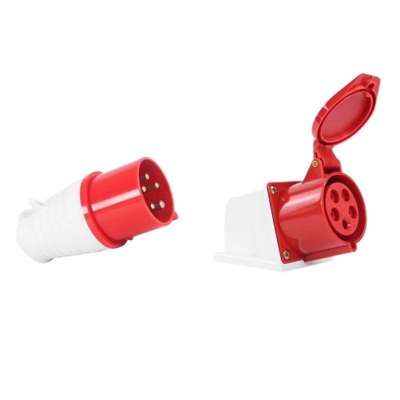 Waterproof 5-core 16A/32A Industrial Plug Aviation Socket Connector Set Explosion-Proof Three-Phase Power(32A Concealed Installation kit)