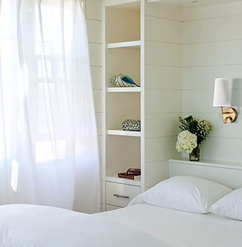 Samteen Brass Wall Sconces Set Of Two Modern Fabric Shade Wall Lamp With Usb Port And Switch Wall Light Fixture For Bedroom Living Room #TOP3