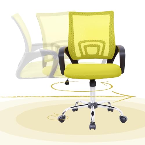 SVITA Cydney Kinder Schreibtischstuhl Bürostuhl Netzbezug Drehstuhl Stuhl Schreibtisch (Gelb) – Ansicht 4