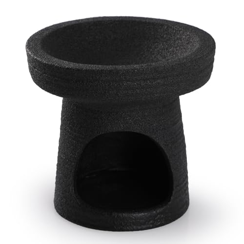 Bighan Duftlampe Teetassentyp Aromalampe Teelichthalter Duftlampe aus Keramik Aroma Diffuser - Gefrostet Schwarz
