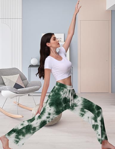 Image of Veseacky Women's Wide Leg Lounge Pants Yoga Pajamas Comfy Stretch Drawstring Pajamas Puls Size Dance Bottoms S-4XL