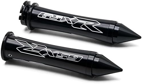 Krator SHG-GSXR-B Hand Grip (Suzuki GSXR Spiked w/Logo GSXR Is Laser Etched Into the with bar ends sliders)