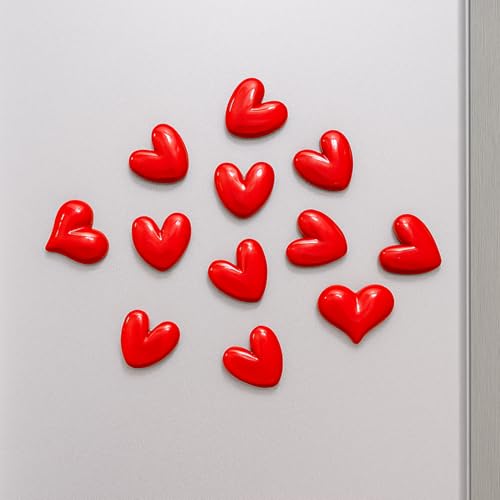 Image of Nostrae by Ekhasa Red Heart Cute Fridge Magnets Set of 10 | Fridge Magnet Refrigerator Stylish | Kitchen Fridge Decoration Items | Mini Gifts