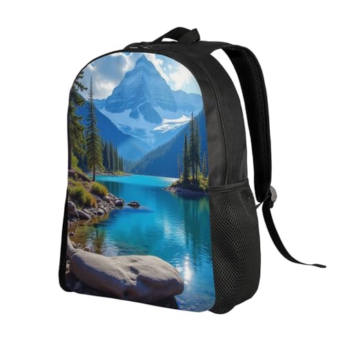 Comfort Fit Unisex Painting of Lake Mountains The Backpack Durable for Daily Commute Travel Adventures 16 Inch2