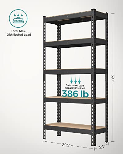 SONGMICS-5-Tier-Storage-Shelves-Set-of-2-Garage-Storage-Boltless-Assembly-Adjustable-Shelving-Units-118-x-295-x-591-Inches-Load-1929-lb-Each-Shed-Warehouse-Basement-Black-UGLR300B02