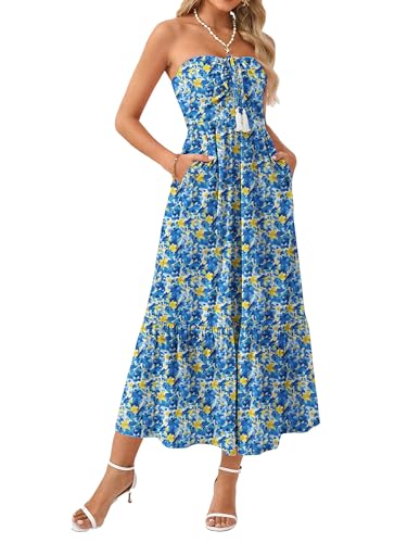 GRACE KARIN Summer Maxi Dresses for Women 2026 Floral Strapless