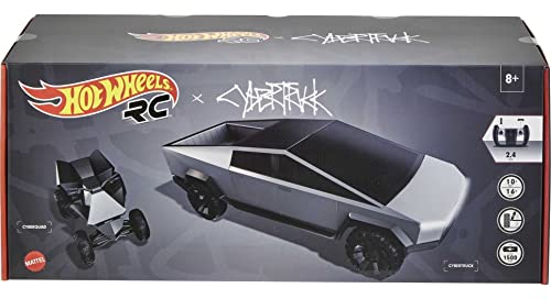 Hot Wheels 1:10 Tesla Cybertruck Radio-Controlled Truck & Electric Cyberquad, Custom Controller, Speeds To 12 Mph, Working Headlights & Taillights, For Kids & Collectors [Amazon Exclusive] #TOP5