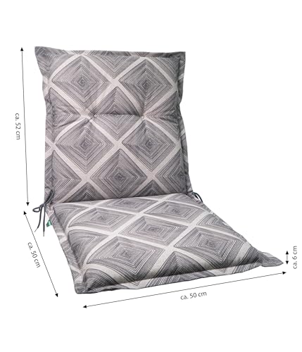 Dehner Niederlehnerpolster Molise, Stuhlkissen wasserabweisend, Polster für Gartenstühle, ca. 50 x 52 x 50 cm, Baumwolle / Polyester / Viskose, taupe