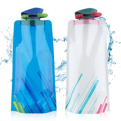 Yzpklhw 2 Pcs Foldable Water Bottles, 700 ml Reusable Portab
