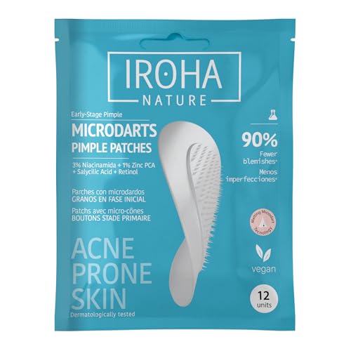 IROHA NATURE - Parches Microdardos para Granos Localizados | Cosmética Coreana para Acné | Con Retinol, Ácido Salicílico y Zinc | 12 Unidades