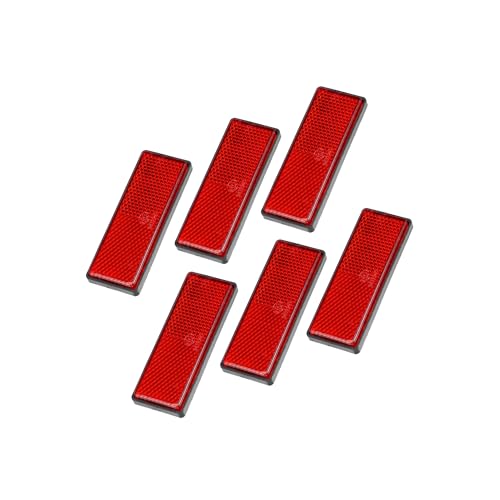 Image of 6 Pcs Rectangular Stick-on Safety Spoke Reflective Self Adhesive Reflector for Gate Posts Cars Trailer Motorcycle Bicycle Bike 87mm Length Red Replacement