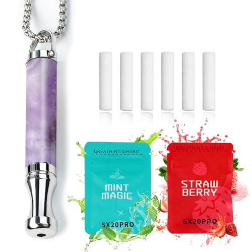 GemMyShin Breathe Free Necklace for Stress Relief, Mindfulness and Relaxation, Anxiety Necklace Mindful Breathefree Calm Tool with Cores, Portable Wellness Gift for Adult