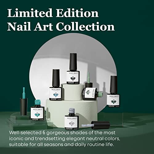 Modelones Blue Green Gel Nail Polish Set - 6 Colors Misty Gray Dark Green Glitter Gel Polish Kit Sage Green Baby Blue Nail Gel Polish Soak Off Led Nail Lamp Gel Nail Kit Diy Home Nails Manicure Gifts #TOP3
