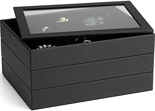 Vlando Miller Earring Box Organiser Earring Holder Ring Box Jewellery Box Velvet Jewellery Stand Jewellery Drawer Organiser Storage Stackable