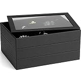 Vlando Stackable Jewelry Organizer Trays, Jewelry Storage Display Drawer Chests for Earrings Necklac