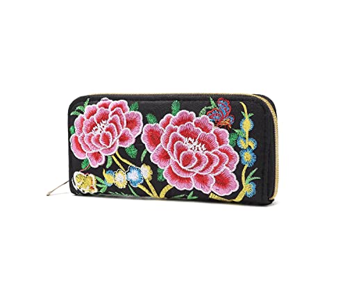 Hearty Trendy VINTAGE ETHNIC FASHION EMBROIDERED FLORAL WRISTLET WALLETS (Floral Single Zip)