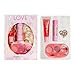 4-Piece Heart Charm Beauty Bundle - Squeeze Gloss and Lip Care and Make up Set for Girls, Unicorn Jewelry Gift Set for Teens