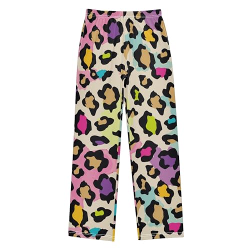 Boys' Pants Leopard Skin Colorful Cute Long Bottoms Jogger Pants Elastic Waist Trousers with Pockets S-XL