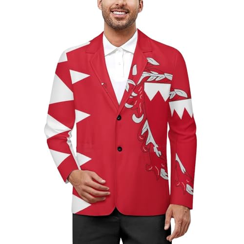 Bahrain Flag Bahraini Emblem Classic Suits Blazer for Men Business Tuxedo Jacket Sport Coat Two Buttons
