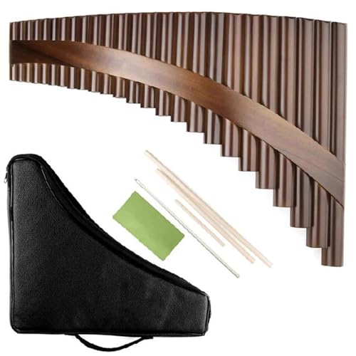 Pan Flute Instrument 22 Pipes Slat Pan Flute G Key Brown Pan Pipes Woodwind Instrument Bamboo Pan Flute(Left)
