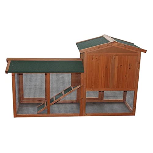 Chamber 61 "Holz Hühnerstall 2 Schicht Holz Kaninchenstall Geflügelkäfig Rampe Und Ausziehbares Tablett Hühnerstall Großer Lebensraum 156x52x68CM – Bild 8