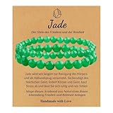 GLLBTPT Jade-Armband für Frauen Männer, 8mm und 6mm Naturstein Perlen Armbänder, Stress Relief Angst Yoga Armband bringt Glücksbringer Geschenk(Grün)