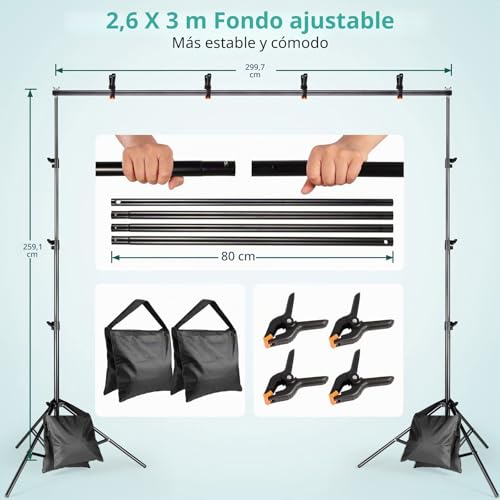 Miniatura 4 de Fgen,2x135w And 2x85w Led Luz Monocroma Kit De Softbox Para Estudio Fotográfico,Algodón 2.6mx3m,2x50x70cm Iluminación Fotografía, Sombrillas, Saco De Arena Y Kit Fotografia Estudio