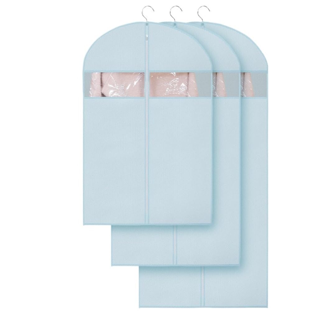 Kleidersack, Anzugsack, 3er-Pack, mit transparentem Fenster, faltbar, for Aufhängen, Kleiderhüllen(Medium)