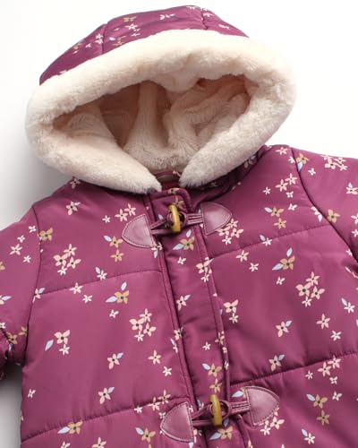 Jessica Simpson Girl's Snowsuit - Fleece Lined One Piece Romper Baby Bodysuit - Insulated Baby Girls Hooded Jumpsuit 12M-24M3