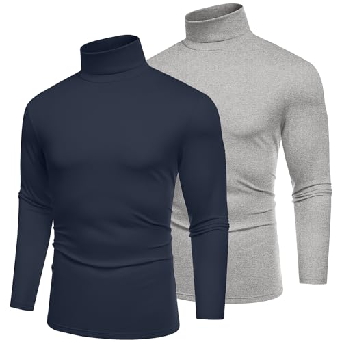 COOFANDY Men's Slim Fit Basic Turtleneck T-Shirt Long Sleeve Solid T Shirts Casual Knit Pullover Thermal Tops