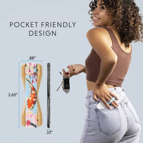 Lovehandle Universal Grip For Smartphone And Mini Tablet, Koi Design Elastic Strap With Gold Base #TOP1