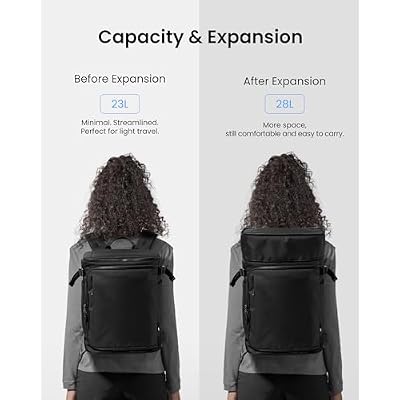tomtoc 23L-28L Expandable Travel Backpack, Underseat Flight Approved Personal Item for Ryanair Southwest Frontier JetBlue, Lightweight Carry-on Luggage, Water-resistant Business Rucksack Weekender Bag