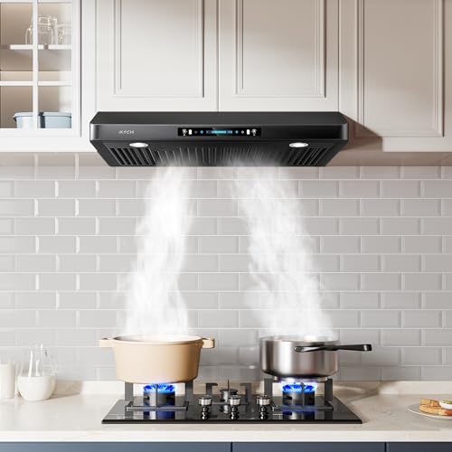 Image of IKTCH 36 inch Black Under Cabinet Hood, 900CFM Vent with Gesture & Touch Control