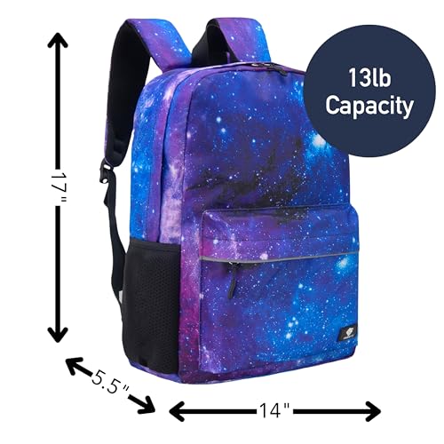 Fenrici Galaxy Backpack for Boys, Girls, Kids Back Pack with Padded Laptop Compartment, Kids' Bookbags for School, Cosmic Pack, Space Backpack, Purple Galaxy, 17 Inch2