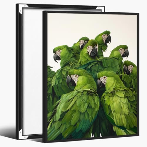 Green Parrots Wall Art Print – Hyper Realistic Tropical Macaw